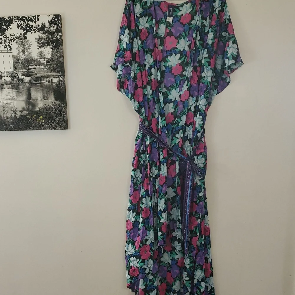 Swimsuits For All Chloe Tie-Front Swim Cover Up Duster Size 22/24 Floral Belted
